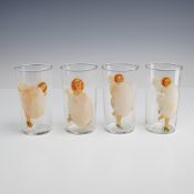 Set of Four Vintage Risque Peek-A-Boo Pin-Up Drinking Glasses