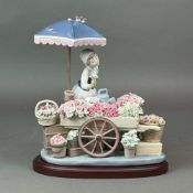 Lladro Figurine with Wood Base, Flowers of the Season 1454