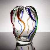 Makora Krosno Poland Hand-Blown Multicolor Art Glass Vase