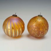 Two Craig Zweifel Hand Blown Iridescent Art Glass Ornaments
