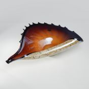 Jozefina Krosno Polish Art Glass Conch Shell Centerpiece Bowl