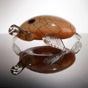 Jozefina Krosno Hand Blown Art Glass Sea Turtle Sculpture
