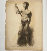 Angelo Comolli (Italian, 1863-1949), Male Nude Study with Staff, ca. 1911-1913