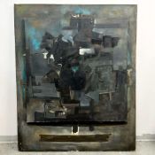 Pablo Agudelo (Colombian, 20th Century), Mensaje, Mid-Century Abstract Oil on Overlaid Canvases
