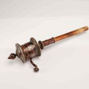 Tibetan Handheld Copper and White Metal Prayer Wheel