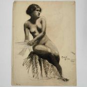 Angelo Comolli (Italian, 1863-1949), Seated Female Nude, 1911