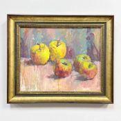 Hank Virgona (American, 1929-2019) Mixed Media on Board Still Life of Apples