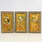 3pc Signed E. Garcia Mata, Chinoiserie Avian and Floral Studies