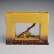 Roseville Pottery Rectangular Vase, Artwood Yellow