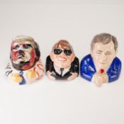 3pc Kevin Francis Satirical Face Pots, Prototype Trump, Palin, and Bush