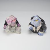 2pc Kevin Francis Face Pots, Prototype Color Trial Turtles