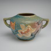 Roseville Pottery Two Handled Rose Bowl, Magnolia