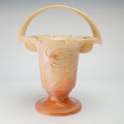 Roseville Pottery Dusty Rose Basket, Teasel