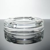 Glass Ashtray with Silver Toned Medallions