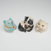3pc Kevin Francis Face Pots, Including Signed and Prototype Cats