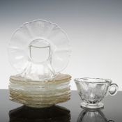 10 pc Heisey Queen Anne Glass Cup and Plates, Orchid Pattern