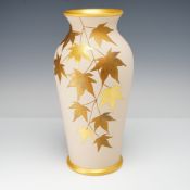 Wedgwood Gilded Ivory Vellum Maple Leaf Motif Vase