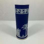 Wedgwood Cobalt Blue Jasperware Cylindrical Spill Vase