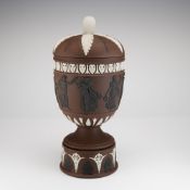 Wedgwood England Tri-Color Jasperware Lidded Urn with Rotating Function