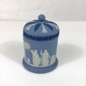Wedgwood Blue and White Jasperware Lidded Tobacco Jar