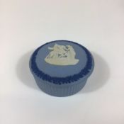 Wedgwood Blue Jasperware Round Fluted Lidded Trinket Box