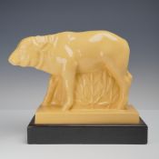 Rare John Skeaping for Wedgwood Straw Glazed Figurine, Buffalo c.1927