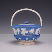 Spode Blue Dipped Stoneware Potpourri Basket with Cover