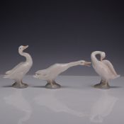 Three Lladro Porcelain Figurines Little Ducks 4551 4552 4553 with Original Box