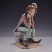 Lladro Glazed Porcelain Figurine, Clown Thinking, 01005058