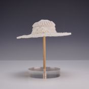 Lladro Caprichos Porcelain White Broad-Brimmed Hat 01001562 with Stand and Box