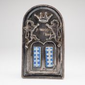 Daniel Blumberg Sterling Silver and Jasperware Judaica Plaque, 1956