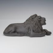 Wedgwood Black Basalt Reclining Lion Figurine