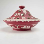 Wedgwood Crimson Dipped Jasperware Potpourri Bowl and Perforated Cover