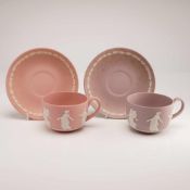 4pc Wedgwood Jasperware Dancing Hours Teacups and Saucers