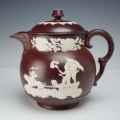 Wedgwood Crimson Dip Jasperware Lidded Teapot