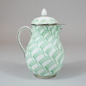Wedgwood Porcelain Lidded Milk Jug with Green Hand-Painted Geometric Pattern