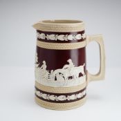 Copeland Spode Jasperware Fox Hunt Scene Jug