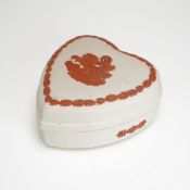 Wedgwood Jasperware Terracotta on White Heart-Shaped Trinket Box