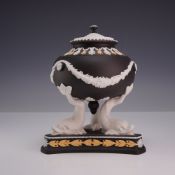 Wedgwood Tri-Color Black White and Cane Jasper Dip Dolphin Pastille Burner