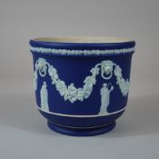 Wedgwood Cobalt Blue Jasperware Jardiniere with Classical Reliefs