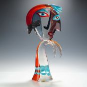 Alessandro Barbaro Murano Cubist Style Figure Glass Sculpture, Picasso Inspired