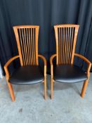 Pair of Costantini Pietro Italian High-Back Three-Leg Padded Dining Chairs