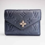 Louis Vuitton Victorine Wallet Monogram Empreinte Leather Navy Blue