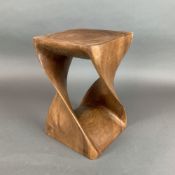Solid Wood Natural Polished Art Deco Style Double Twist Side Table