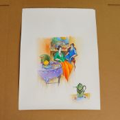 Itzchak Tarkay (Israeli, 1935-2012), Watercolor with Sketch on Paper, The Comfort of Tea in the Morn