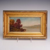 Attributed to Alfred Thompson Bricher (American, 1837-1908) Oil on Board, Scene on the Hudson near W