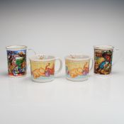 4pc Royal Doulton and Sadler Mug Set, Pooh, Alice & Treasure Island