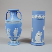 2pc Wedgwood Pale Blue Jasperware Vases