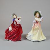 2pc Royal Doulton Figurines, Autumn Breezes HN1934 and Katie HN3360