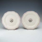 2pc Wedgwood Moonstone Pattern Scalloped Octagonal Plates